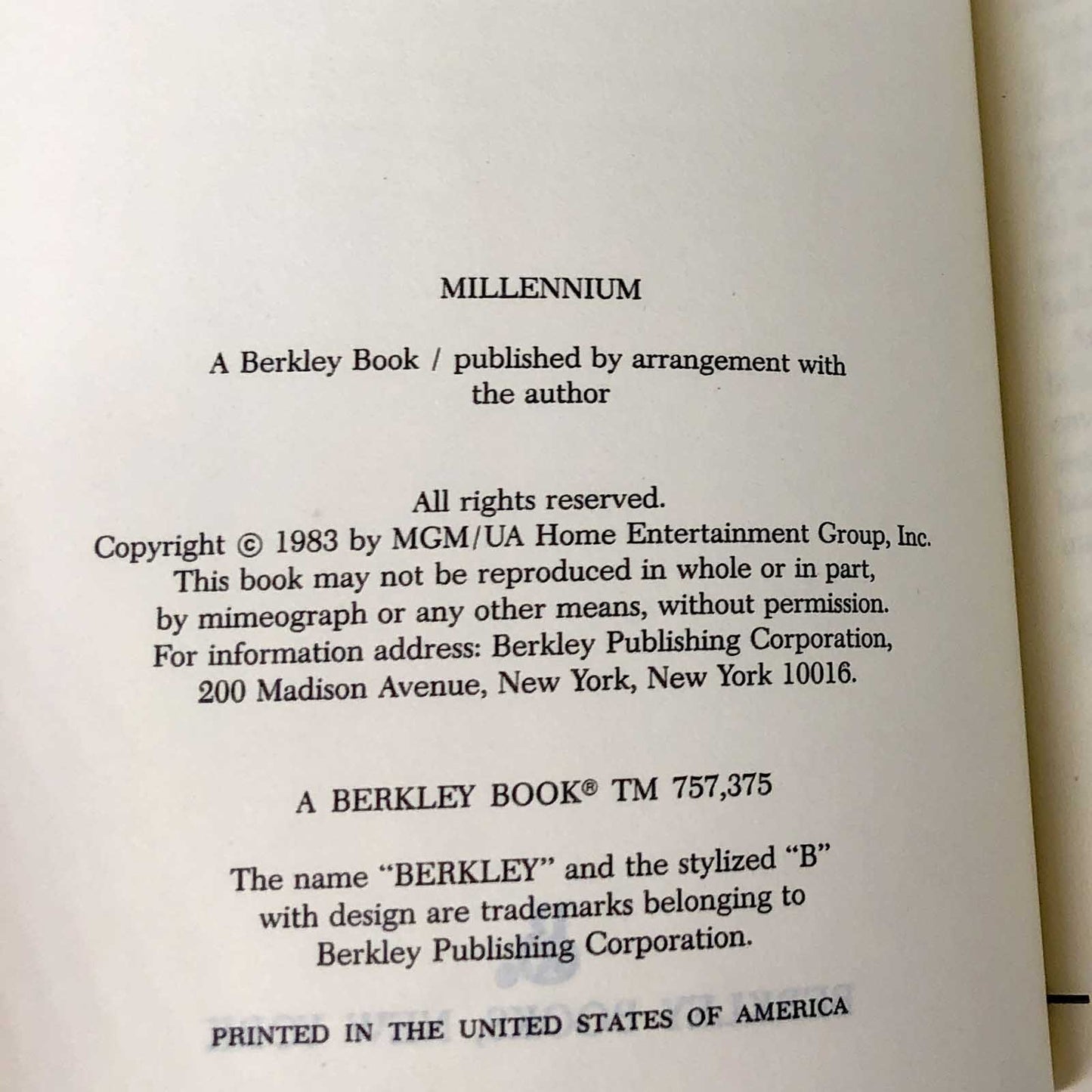 Millennium by John Varley [1983 HARDCOVER]