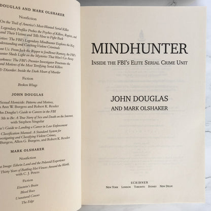 Mindhunter: Inside the FBI's Elite Serial Crime Unit by John Douglas & Mark Olshaker [HARDCOVER RE-ISSUE]