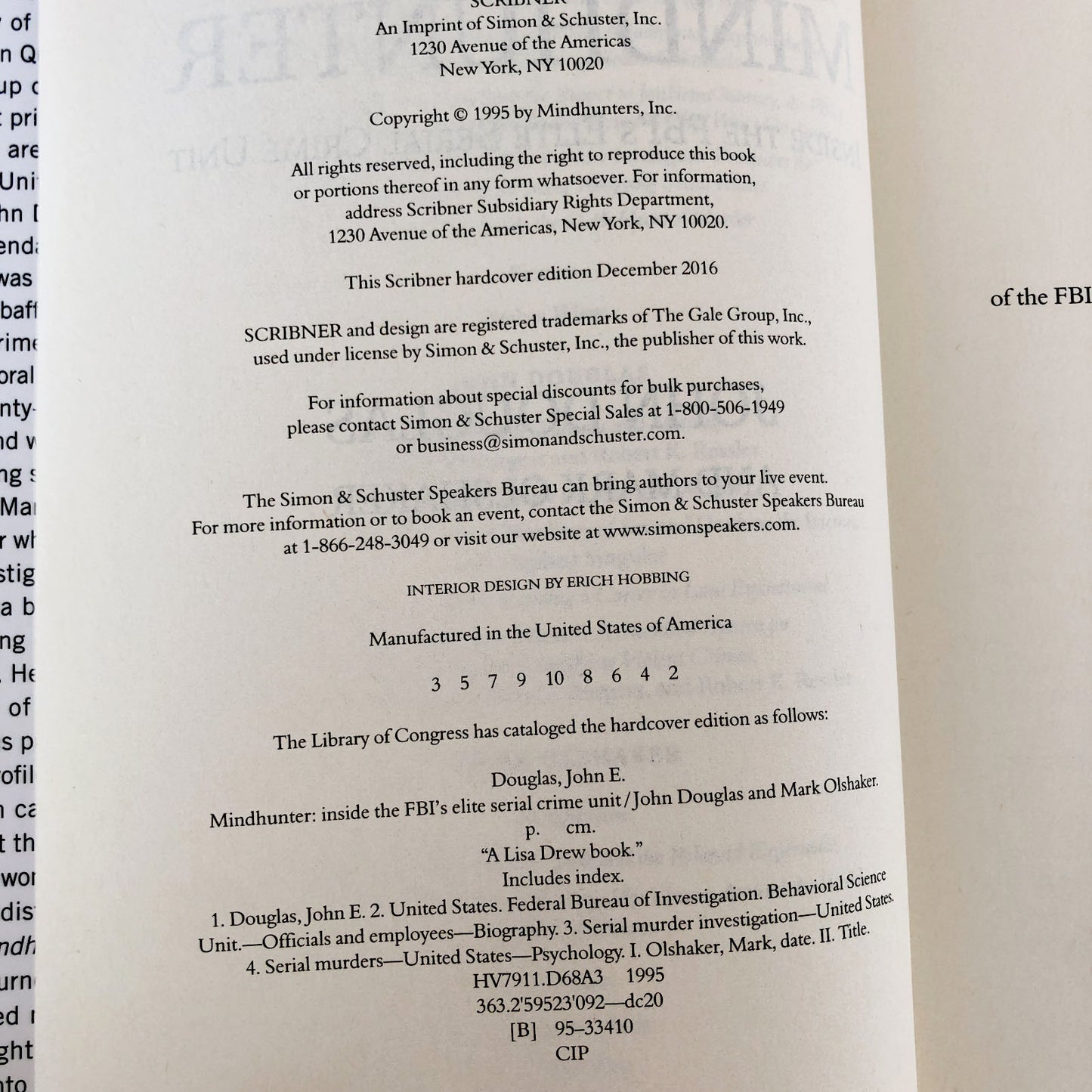 Mindhunter: Inside the FBI's Elite Serial Crime Unit by John Douglas & Mark Olshaker [HARDCOVER RE-ISSUE]