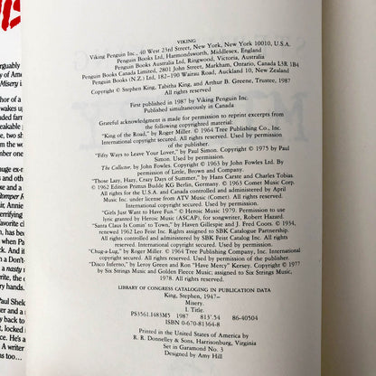 Misery by Stephen King [FIRST EDITION / FIRST PRINTING] 1987