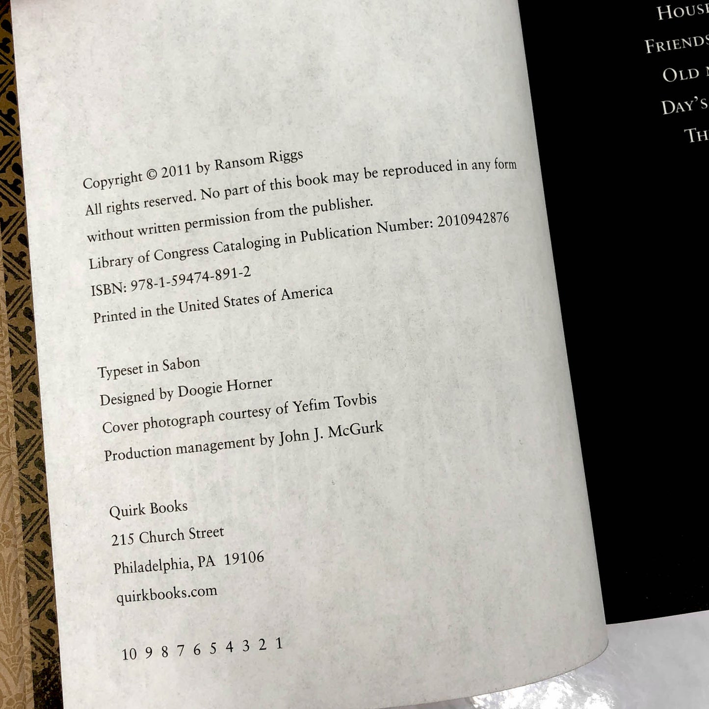 Miss Peregrine's Home for Peculiar Children by Ransom Riggs SIGNED! [LTD. FIRST EDITION /  FIRST PRINTING]