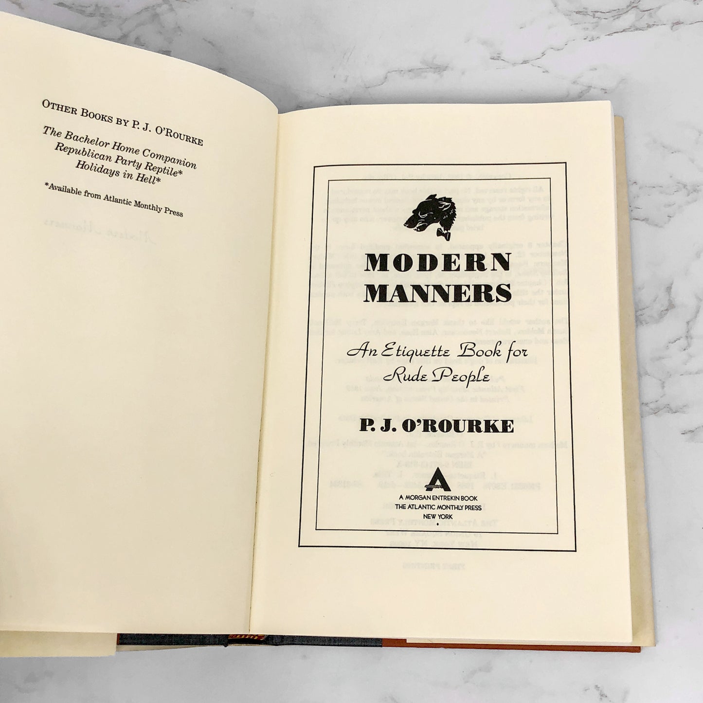 Modern Manners: An Etiquette Book for Rude People by P.J. O'Rourke [FIRST EDITION • FIRST PRINTING] 1989