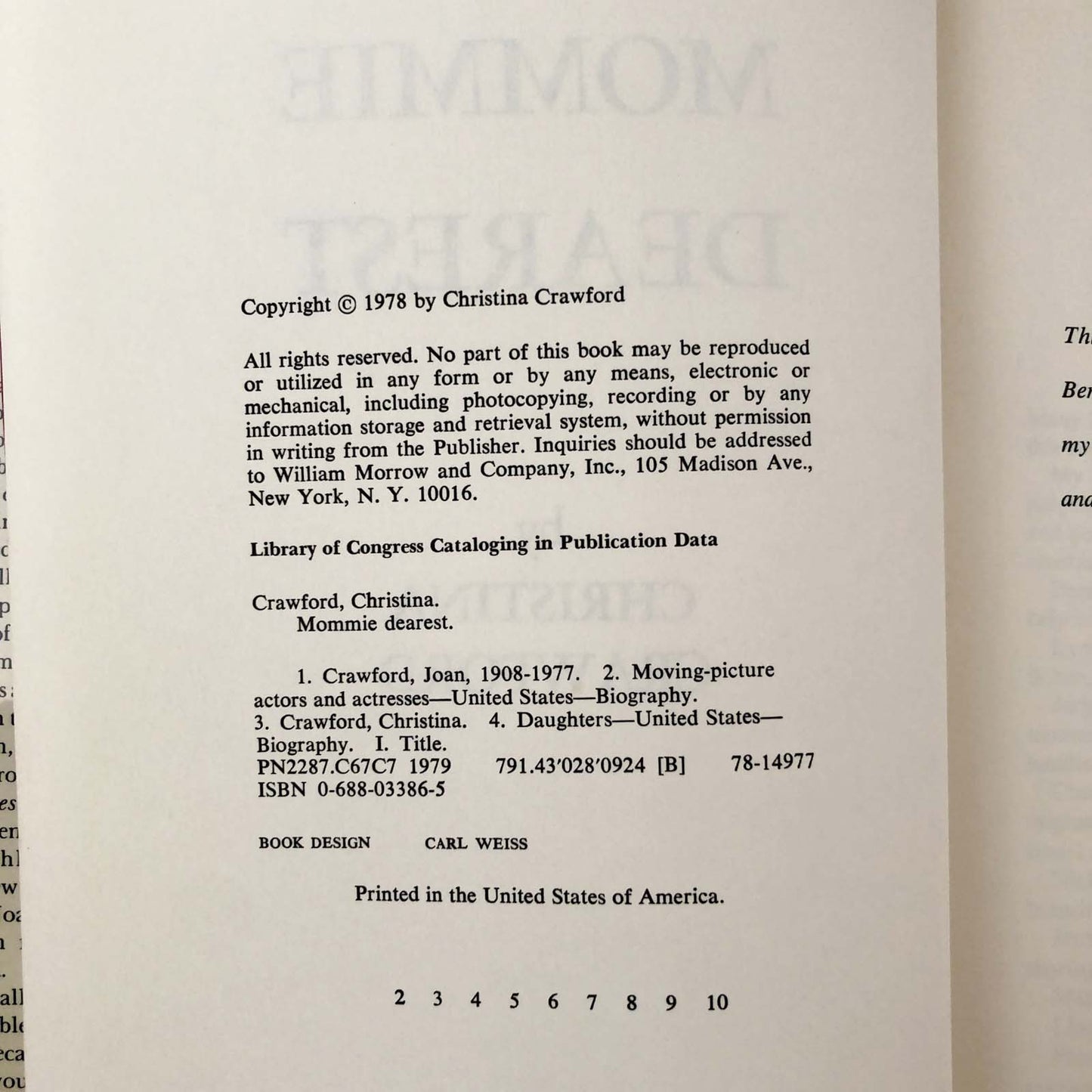 Mommie Dearest by Christina Crawford [FIRST EDITION] 1978
