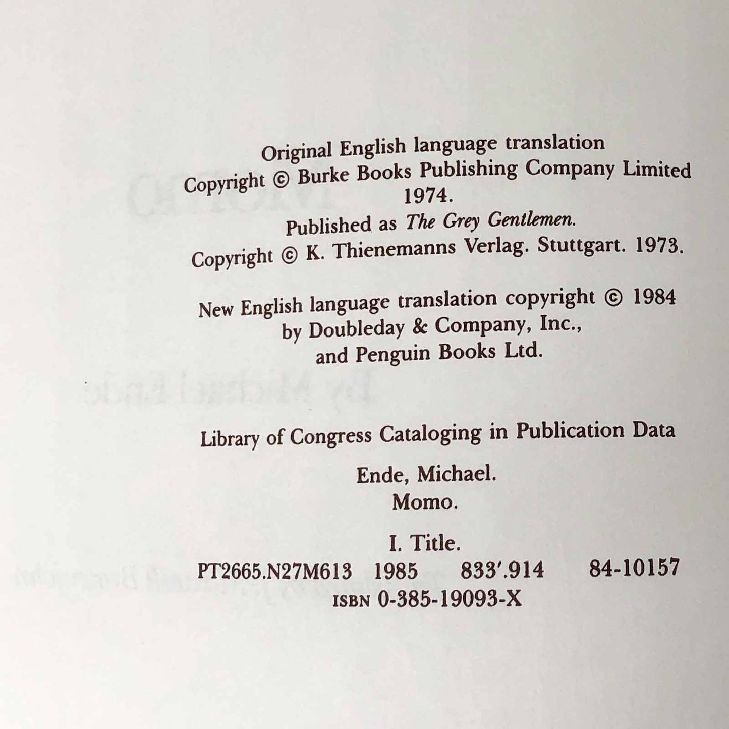 Momo by Michael Ende [U.S. FIRST EDITION] 1985 ❧ Advance Review Copy