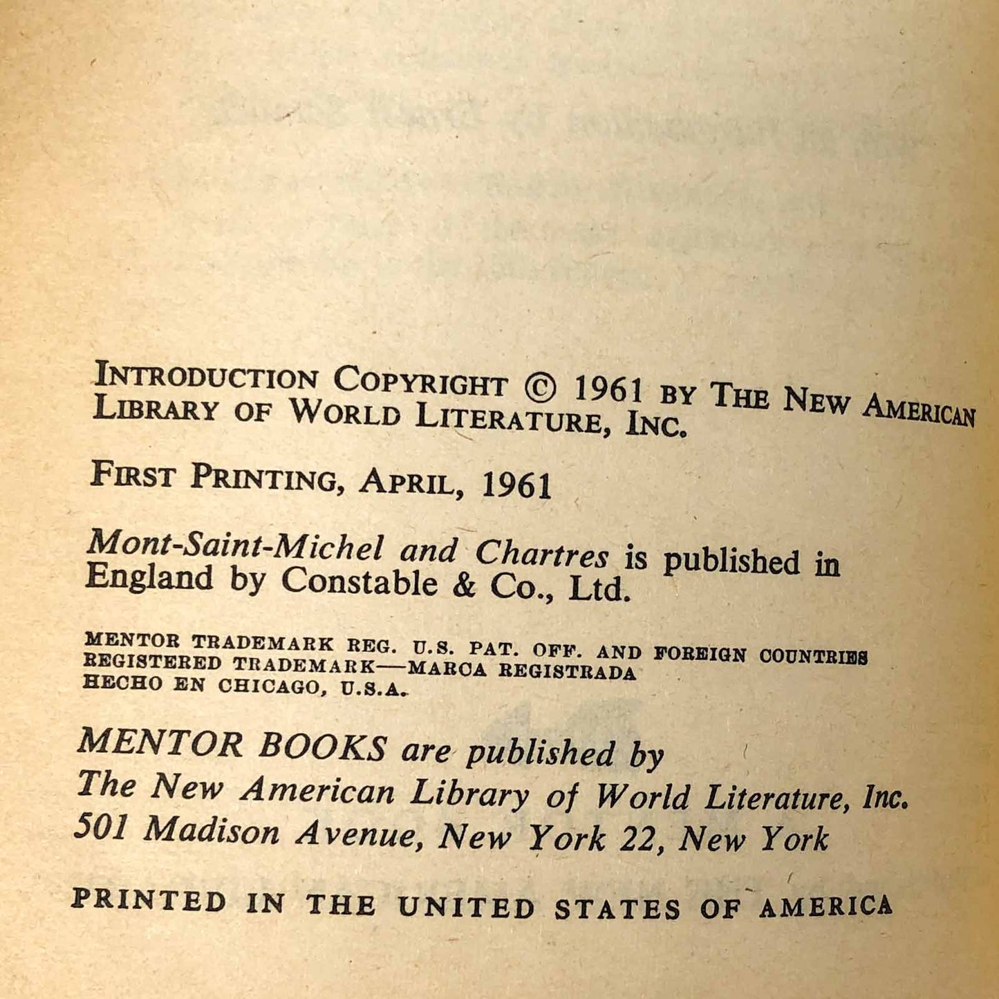 Mont-Saint-Michel and Chartres by Henry Adams [1961 PAPERBACK]
