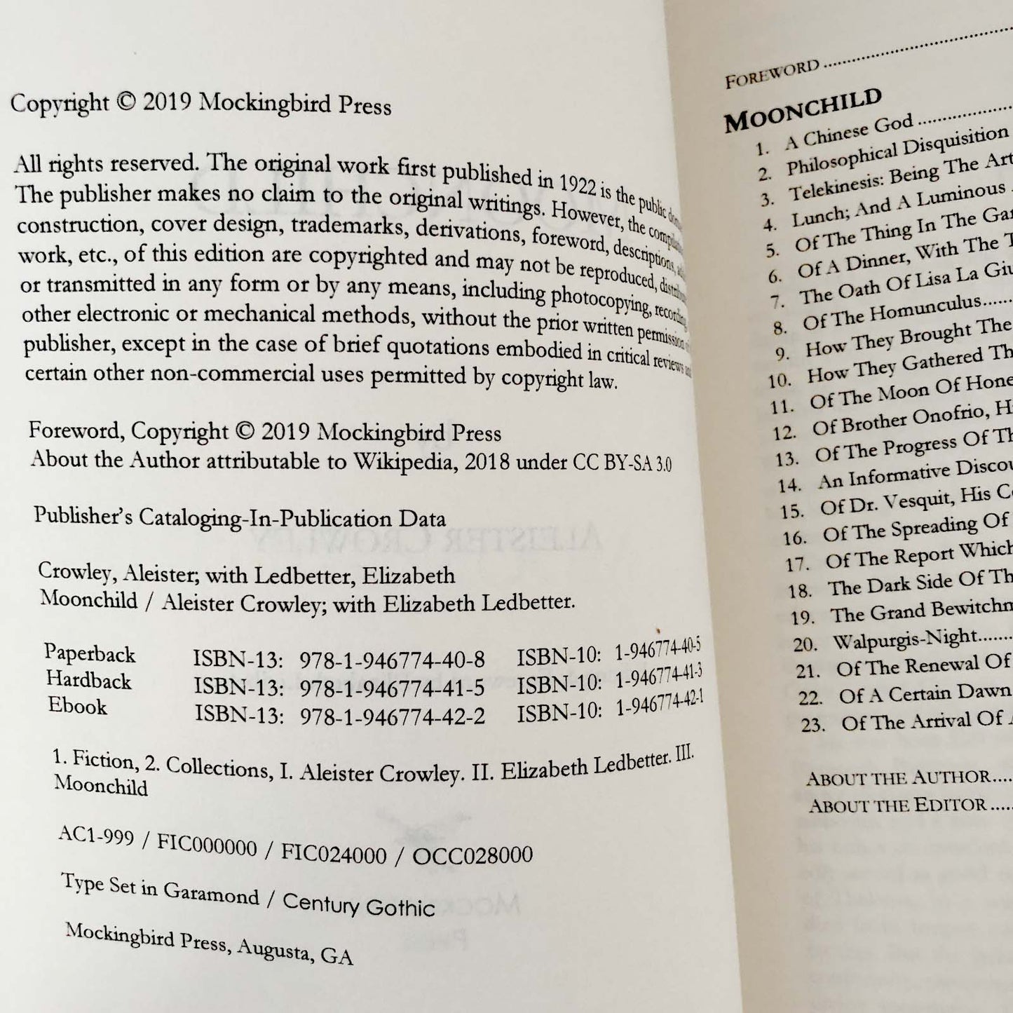 Moonchild by Aleister Crowley [TRADE PAPERBACK] The Mockingbird Press