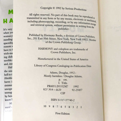 Mostly Harmless by Douglas Adams [FIRST EDITION / FIRST PRINTING] 1992