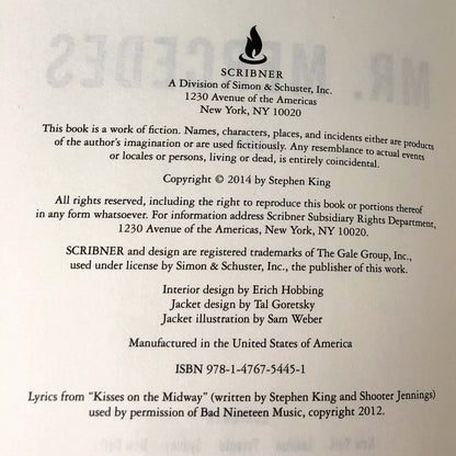 Mr. Mercedes by Stephen King [2014 HARDCOVER] Bill Hodges #1