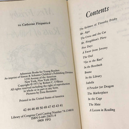 Mrs. Frisby and The Rats of NIMH by Robert C. O'Brien [HARDCOVER RE-PRINT] 2000 • Atheneum