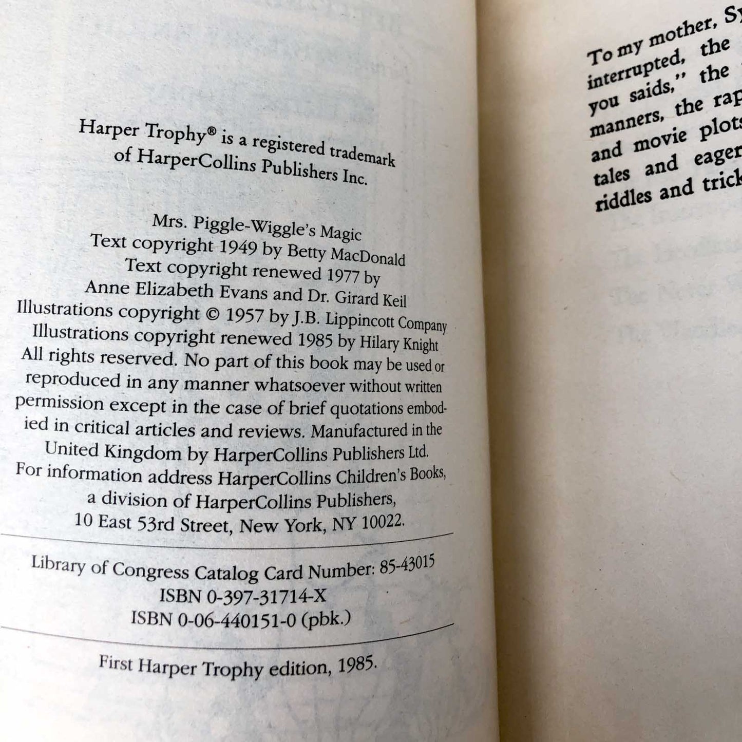 Mrs. Piggle-Wiggle's Magic by Betty MacDonald [1985 TRADE PAPERBACK]