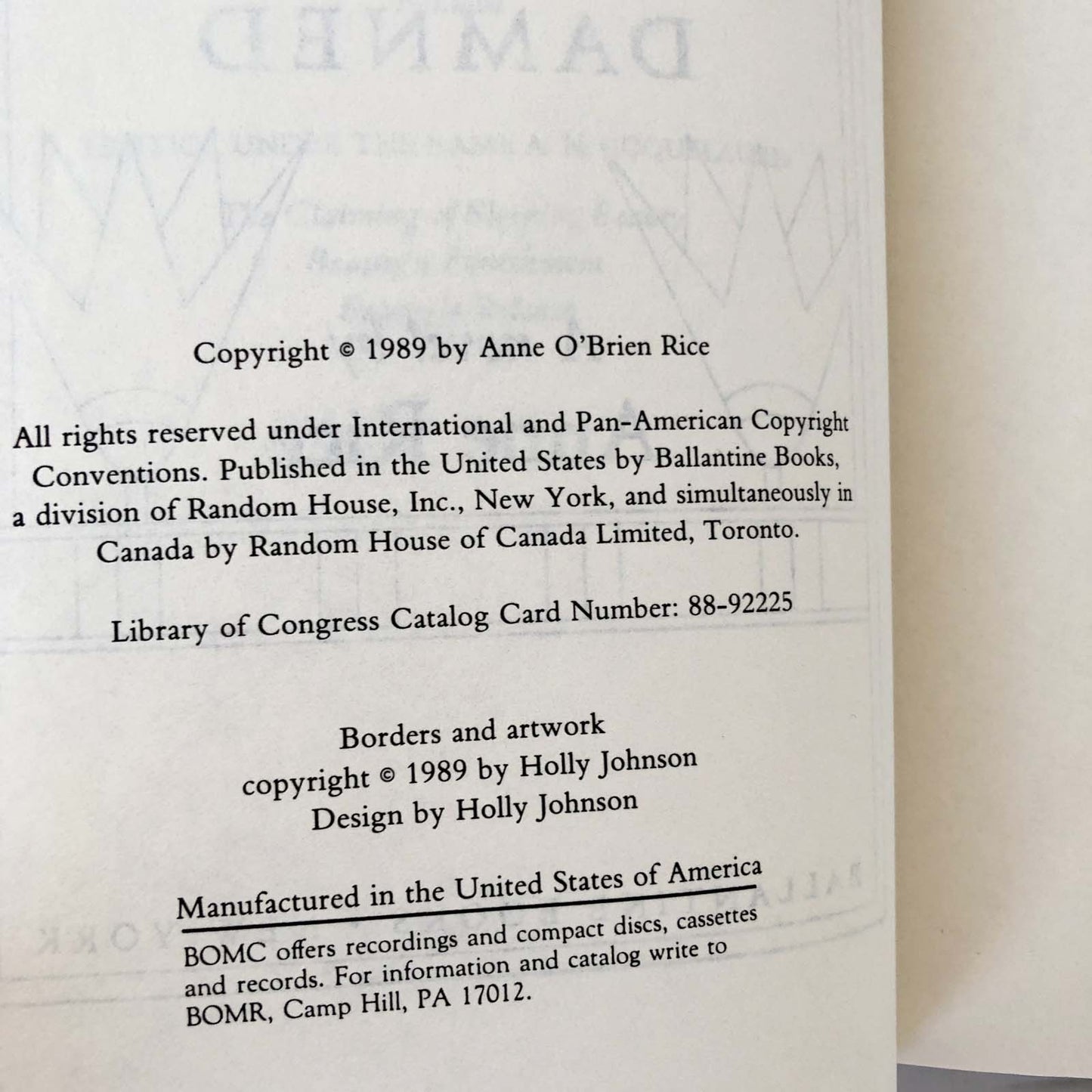 The Mummy or Ramses the Damned by Anne Rice [FIRST HARDCOVER EDITION] 1989