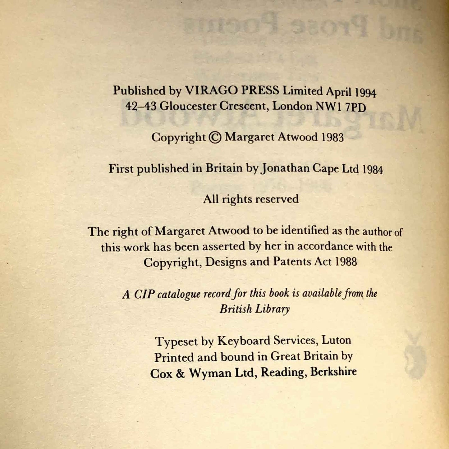 Murder in the Dark by Margaret Atwood [U.K. TRADE PAPERBACK] 1994