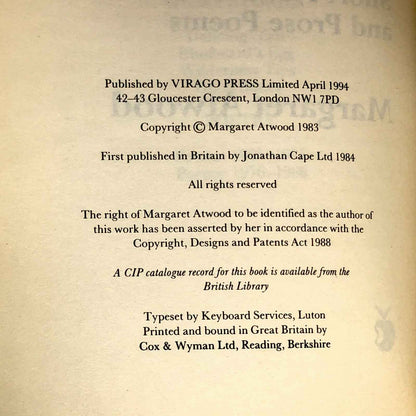 Murder in the Dark by Margaret Atwood [U.K. TRADE PAPERBACK] 1994