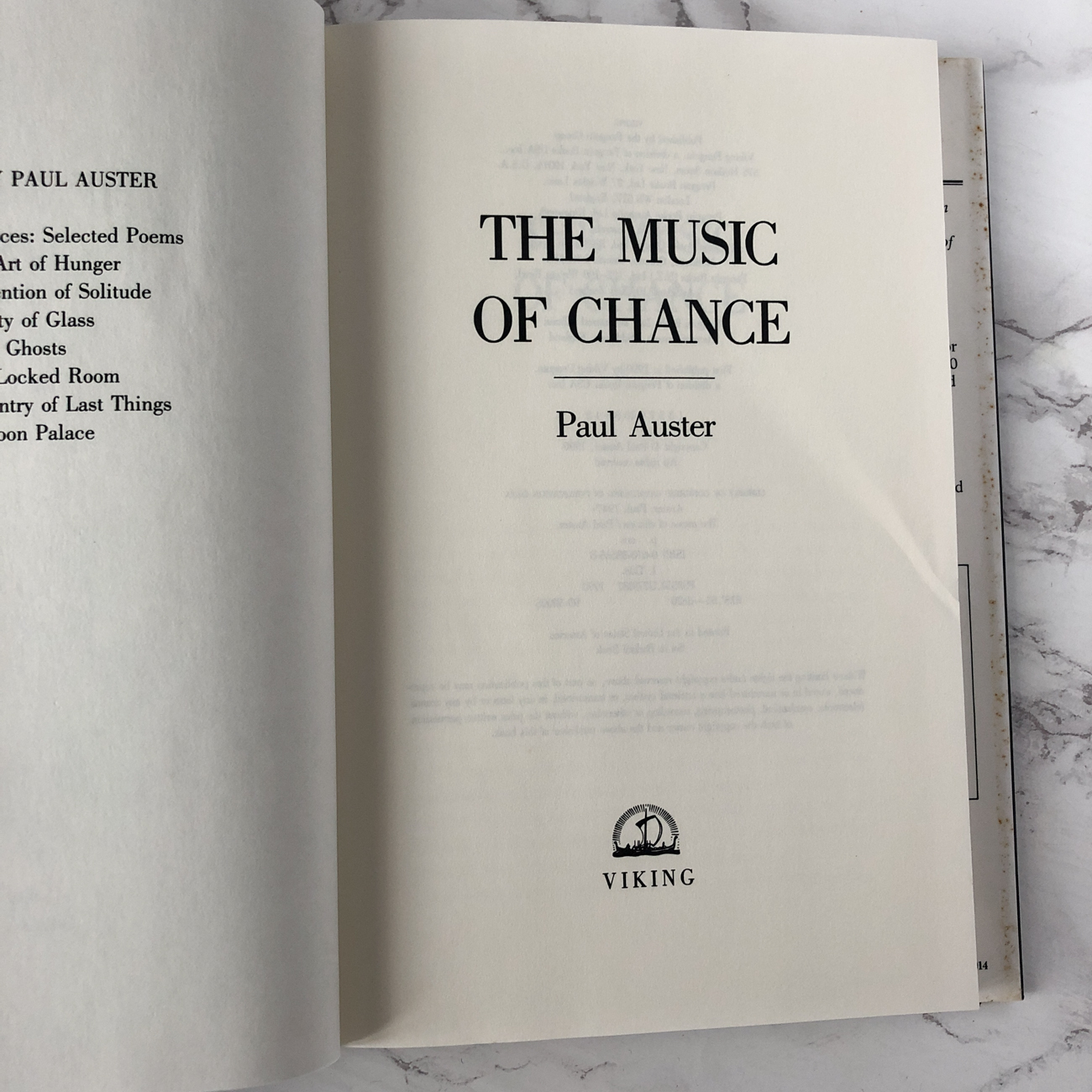 The Music of Chance by Paul Auster [FIRST PRINTING] - Bookshop Apocalypse