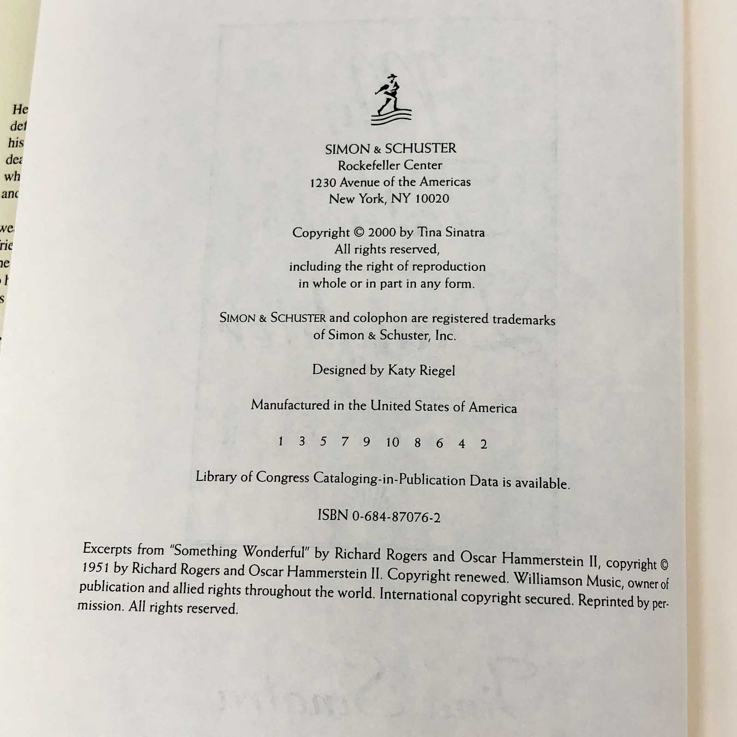 My Father's Daughter by Tina Sinatra [FIRST EDITION • FIRST PRINTING] 2000