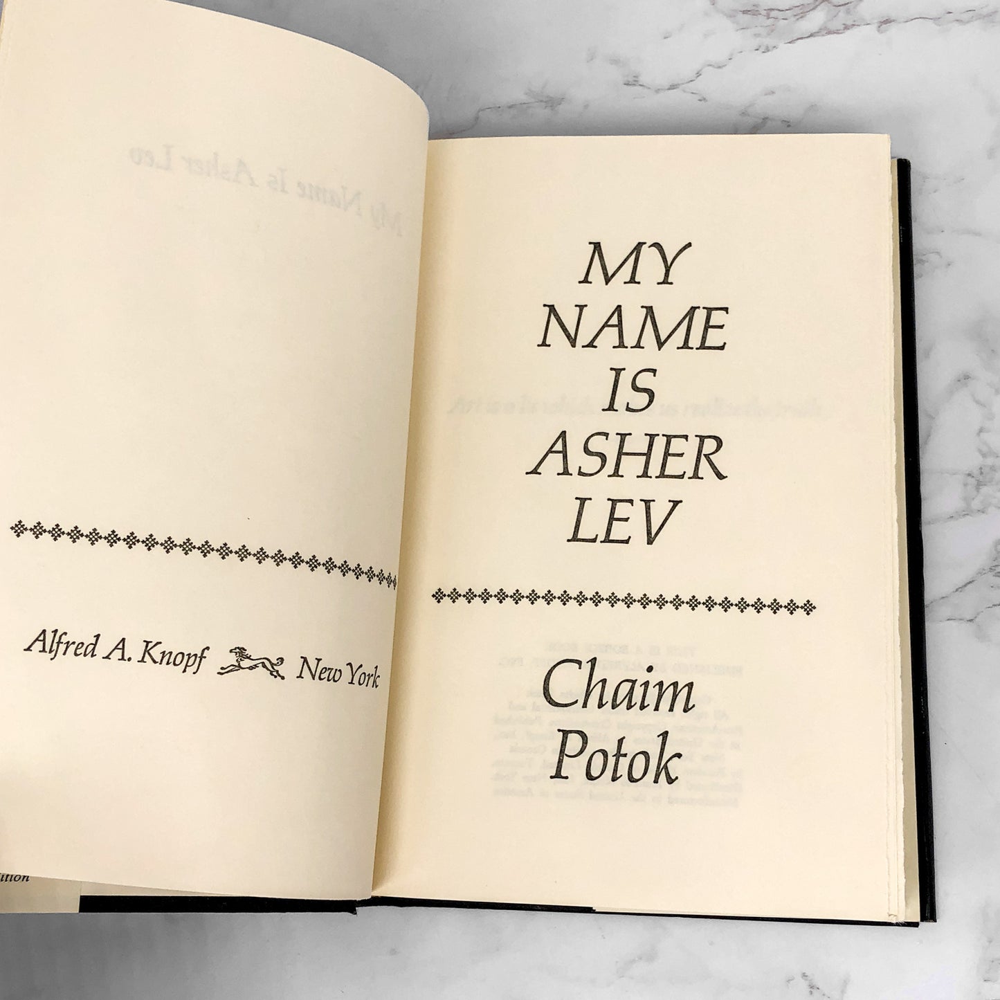 My Name Is Asher Lev by Chaim Potok [1972 HARDCOVER] • BCE