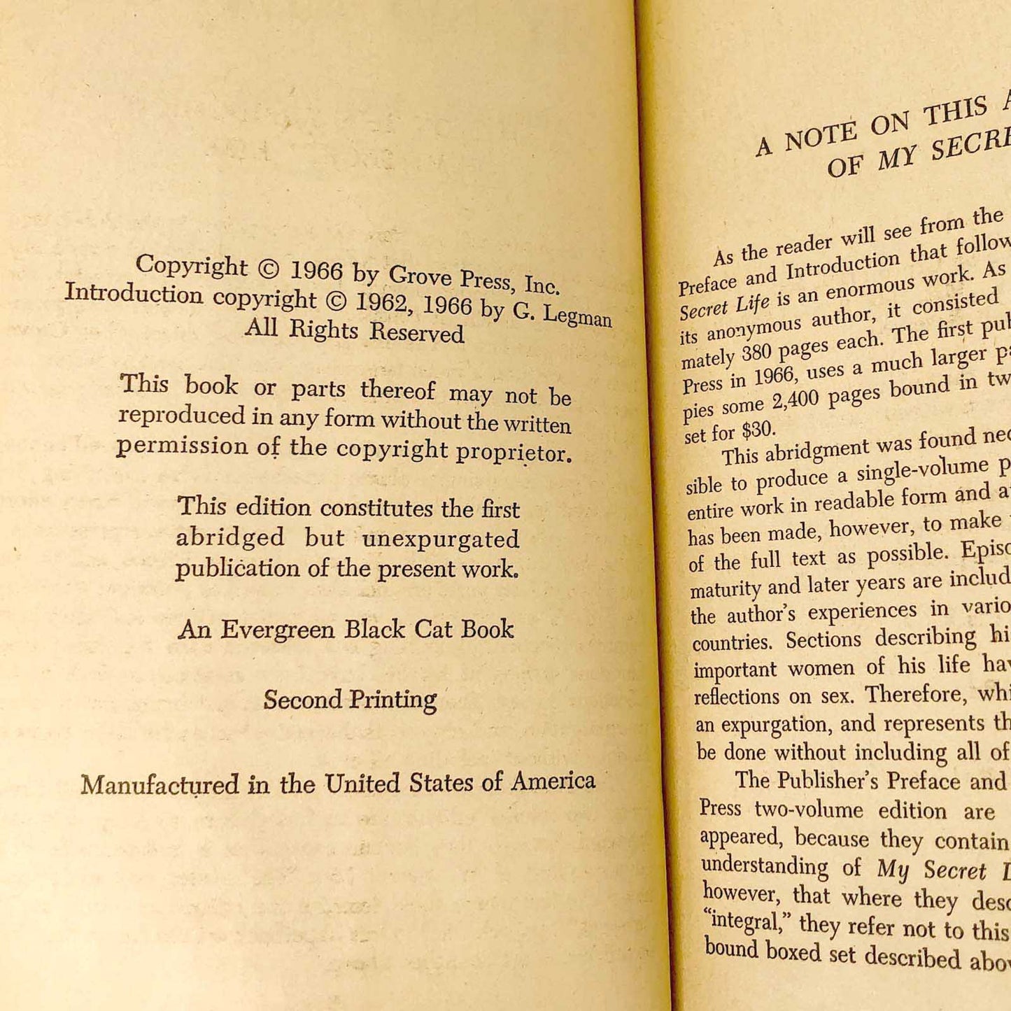 My Secret Life: An Erotic Diary of Victorian London by Anonymous [1966 PAPERBACK] • Grove Press • Volumes I-XI