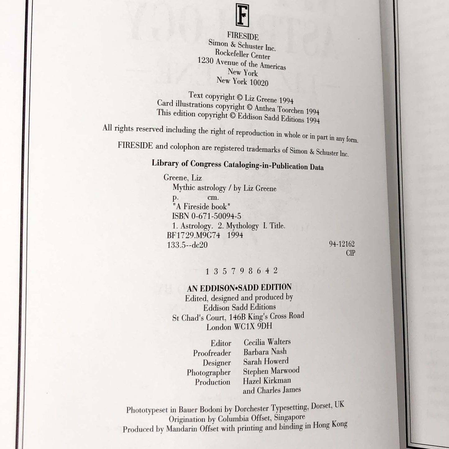 Mythic Astrology by Liz Greene [FIRST EDITION] 1994 • Fireside • Mint!