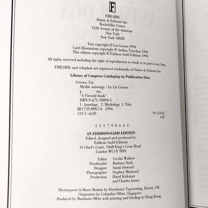 Mythic Astrology by Liz Greene [FIRST EDITION] 1994 • Fireside • Mint!