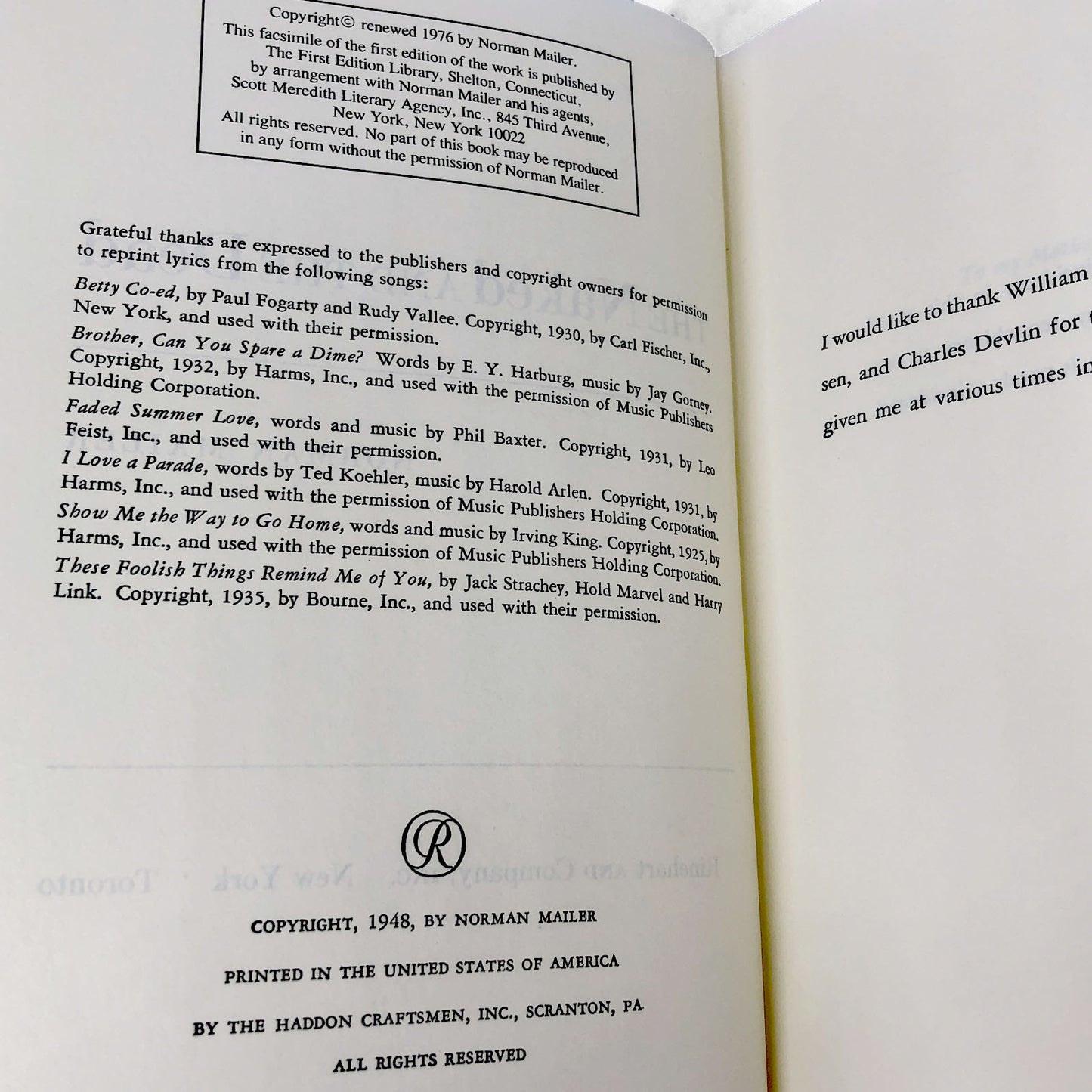 The Naked and the Dead by Norman Mailer [FIRST EDITION FACSIMILE] 1976