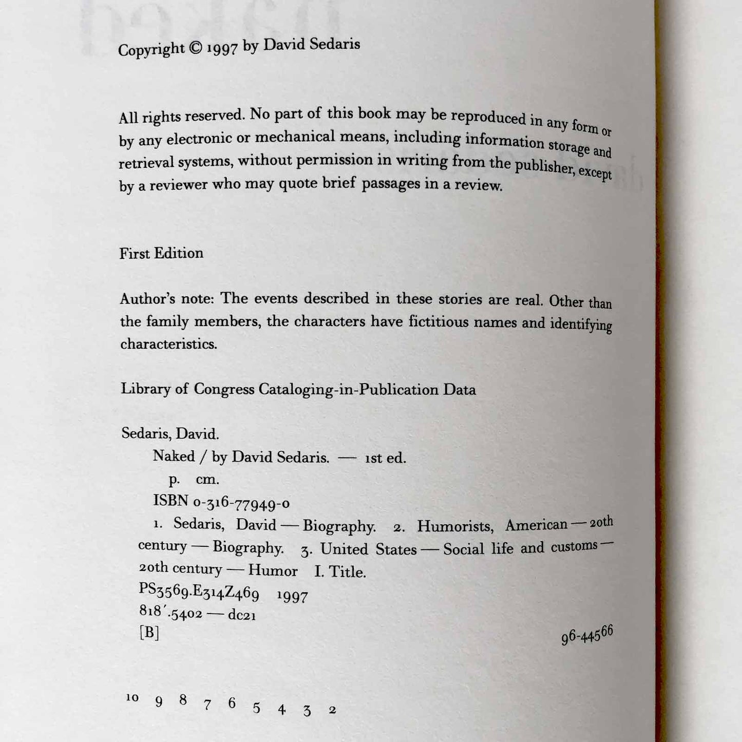 Naked by David Sedaris [FIRST EDITION] 1997 • 2nd Printing • Little Brown