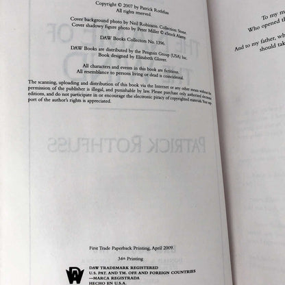 The Name of the Wind by Patrick Rothfuss [FIRST EDITION PAPERBACK] 2009