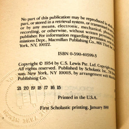 The Horse and His Boy by C.S. Lewis [1988 PAPERBACK] Chronicles of Narnia #3