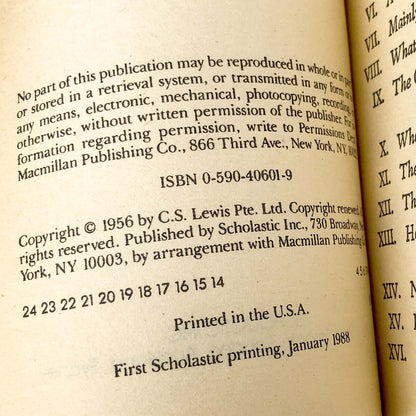 The Last Battle by C.S. Lewis [1988 PAPERBACK] Chronicles of Narnia #7