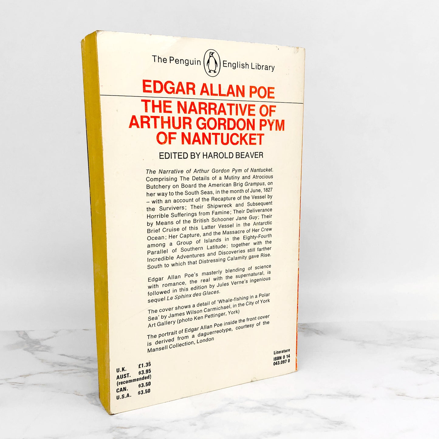 The Narrative of Arthur Gordon Pym of Nantucket by Edgar Allan Poe [1982 U.K. PAPERBACK]