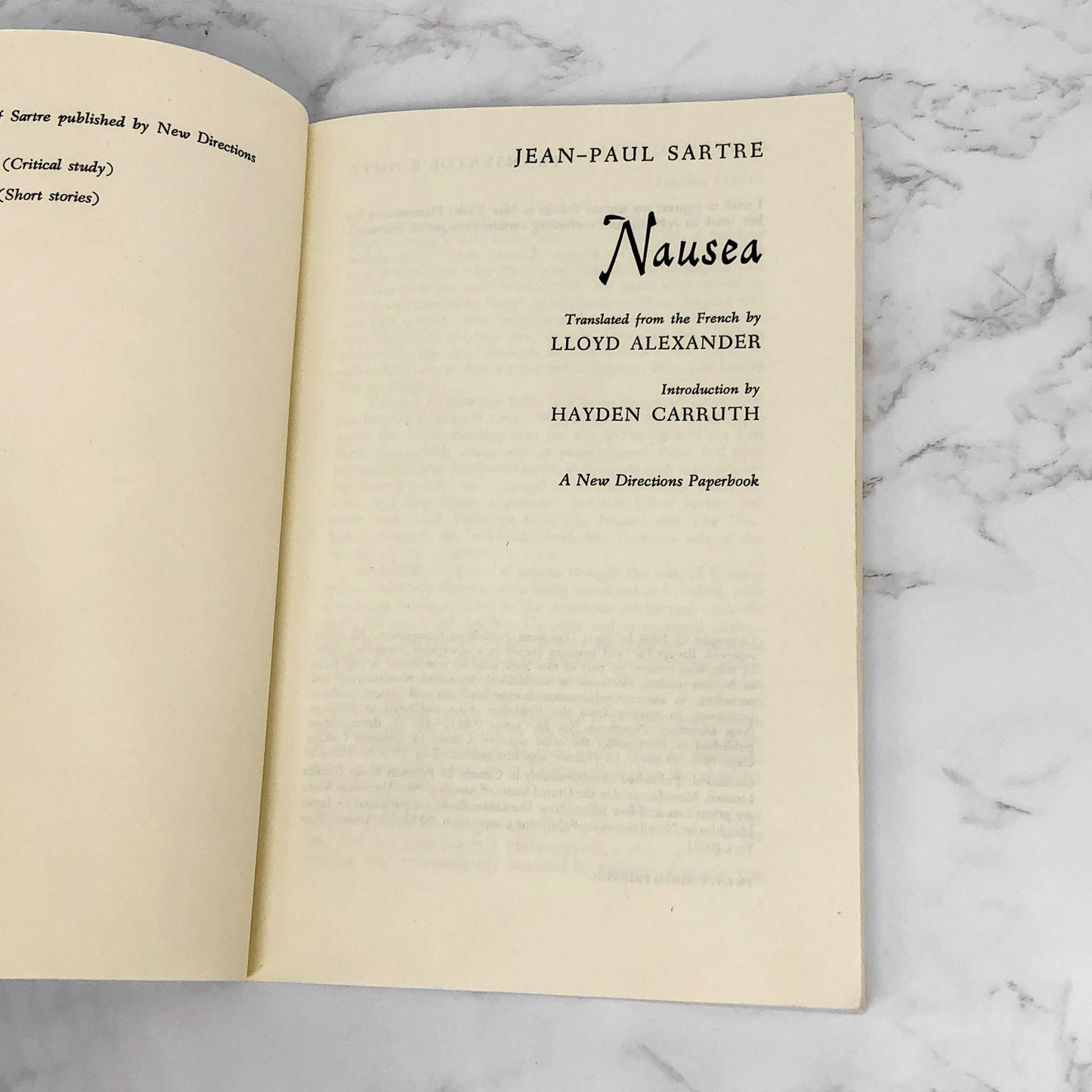 Nausea by Jean-Paul Sartre [VINTAGE TRADE PAPERBACK] • New Directions