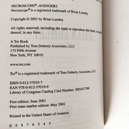 Necroscope: Avengers by Brian Lumley [FIRST PAPERBACK EDITION] 2001