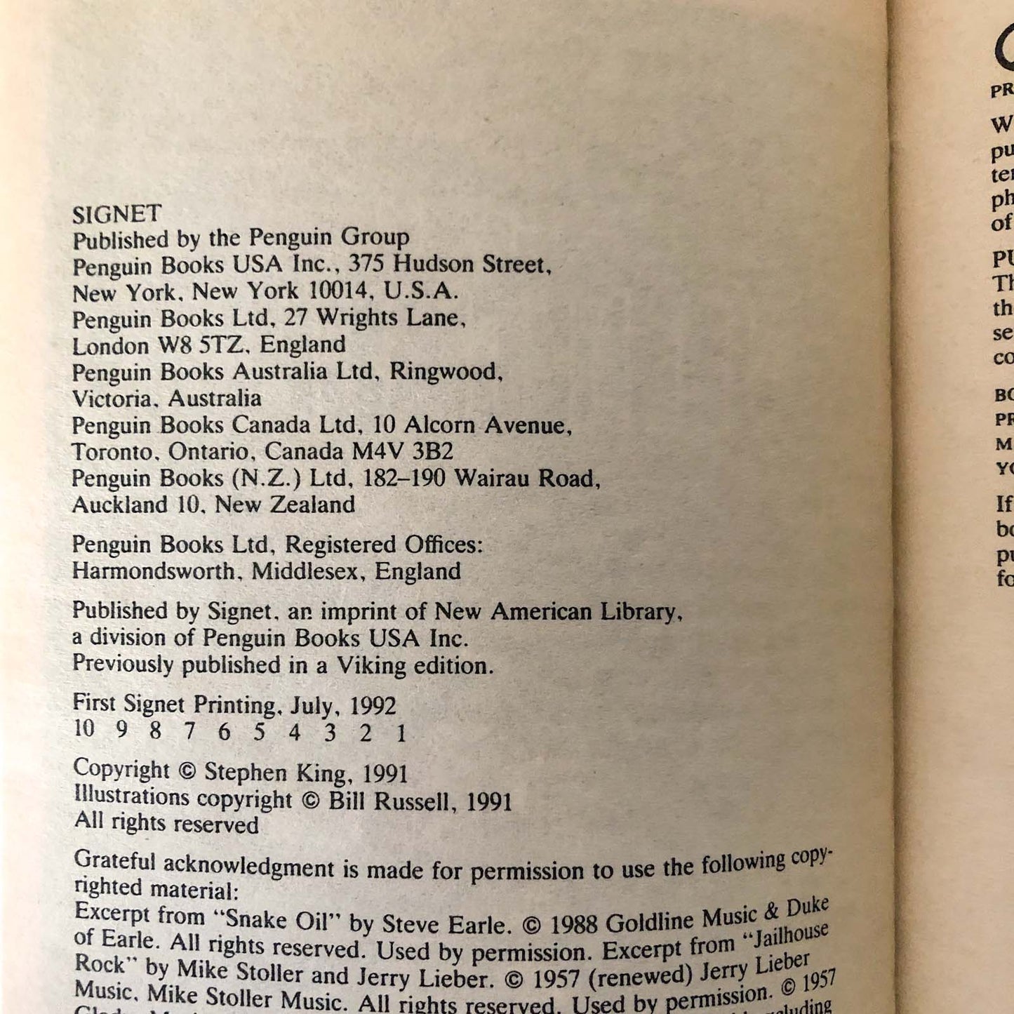 Needful Things by Stephen King [FIRST PAPERBACK PRINTING] 1992 • Signet