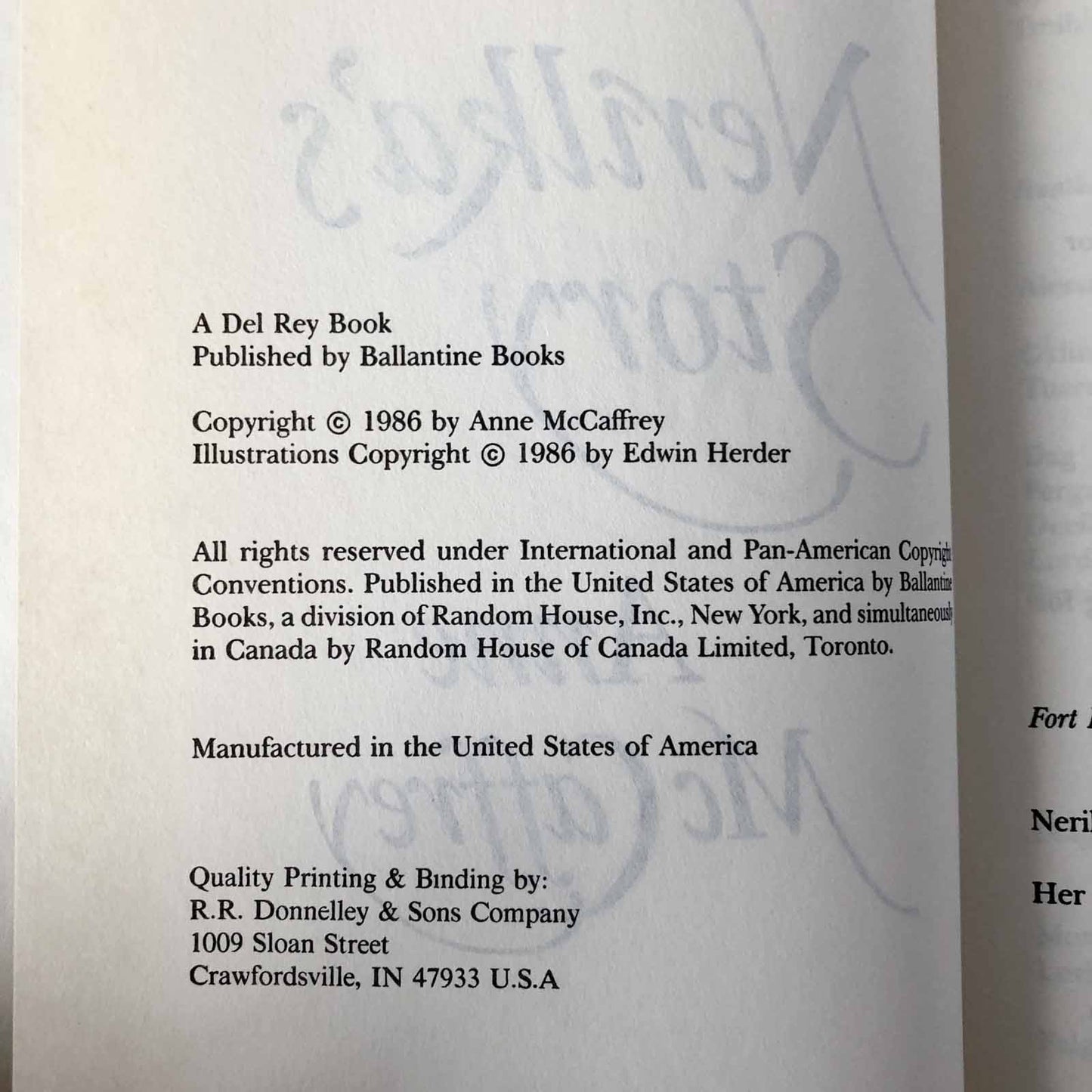 Nerilka's Story by Anne Mccaffrey [1986 HARDCOVER]