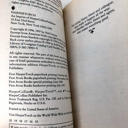 Neverwhere by Neil Gaiman [2001 PAPERBACK]