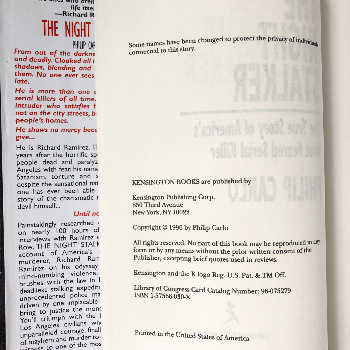 The Night Stalker: The Life and Crimes of Richard Ramirez by Philip Carlo [FIRST BC EDITION] - Bookshop Apocalypse