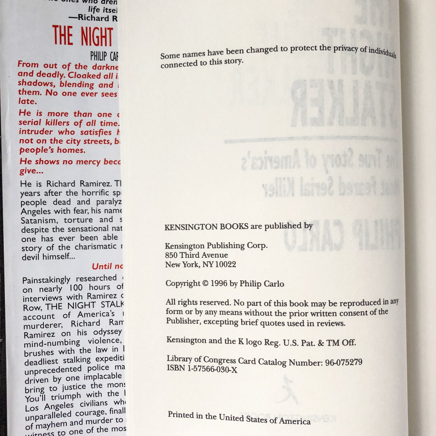 The Night Stalker: The Life and Crimes of Richard Ramirez by Philip Carlo [FIRST BC EDITION] - Bookshop Apocalypse