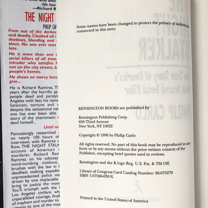 The Night Stalker: The Life and Crimes of Richard Ramirez by Philip Carlo [FIRST BC EDITION] - Bookshop Apocalypse
