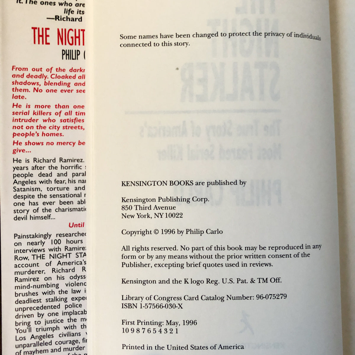 The Night Stalker: The Life & Crimes of Richard Ramirez by Philip Carlo [SIGNED FIRST EDITION] - Bookshop Apocalypse