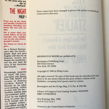The Night Stalker: The Life & Crimes of Richard Ramirez by Philip Carlo [SIGNED FIRST EDITION] - Bookshop Apocalypse