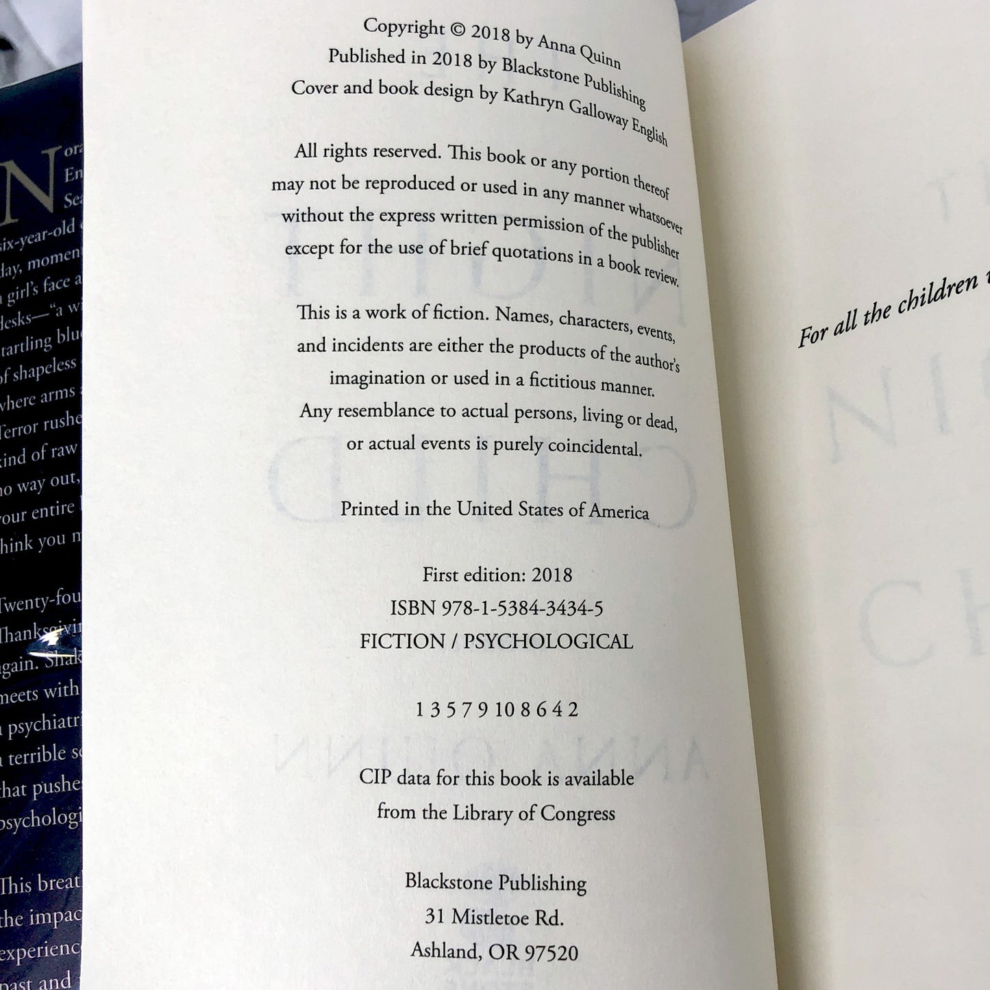 The Night Child by Anna Quinn SIGNED! [FIRST EDITION • FIRST PRINTING] 2018