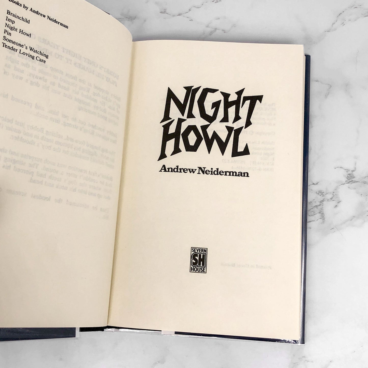 Night Howl by Andrew Neiderman [U.K. HARDCOVER FIRST EDITION] 1986 • Severn House