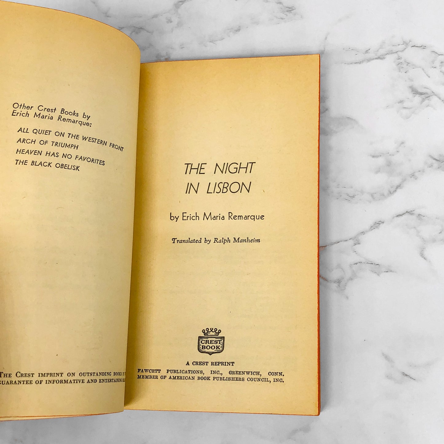The Night in Lisbon by Erich Maria Remarque [FIRST PAPERBACK PRINTING] 1965