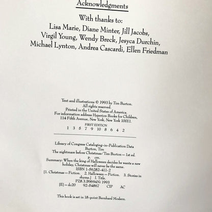 The Nightmare Before Christmas Written & Illustrated by Tim Burton [1993 FIRST EDITION / FIRST PRINTING] - Bookshop Apocalypse