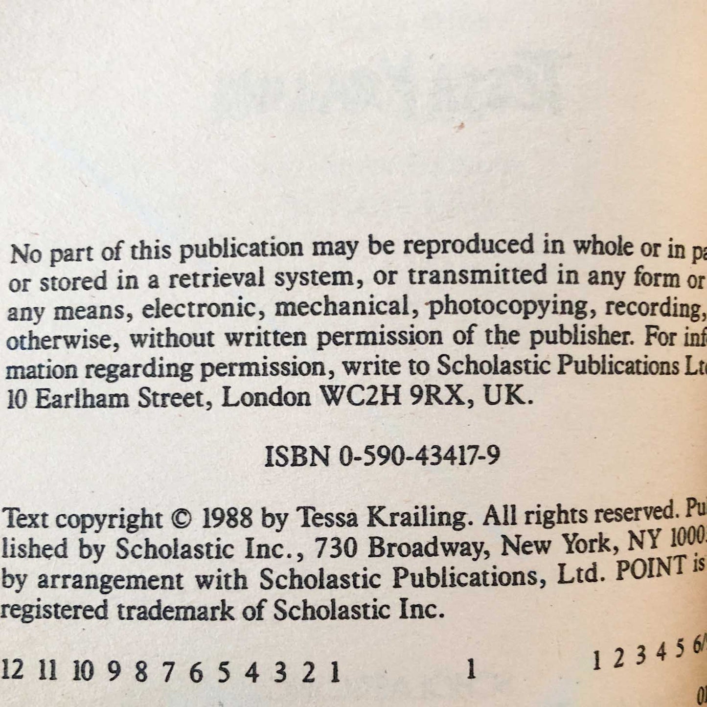 The Nightmare Man by Tessa Krailing [1988 PAPERBACK] Point Horror #6