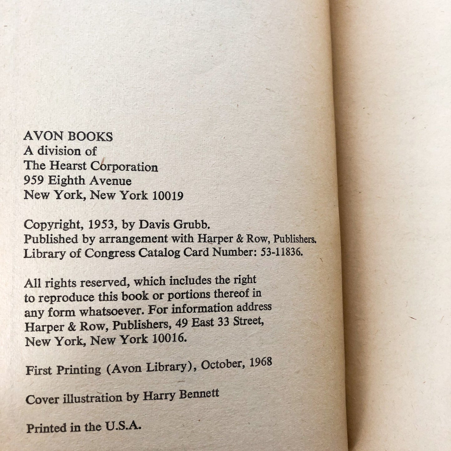 The Night Of The Hunter by Davis Grubb [1968 PAPERBACK]