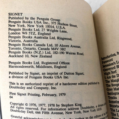 Night Shift by Stephen King [VINTAGE SIGNET PAPERBACK] Mint!