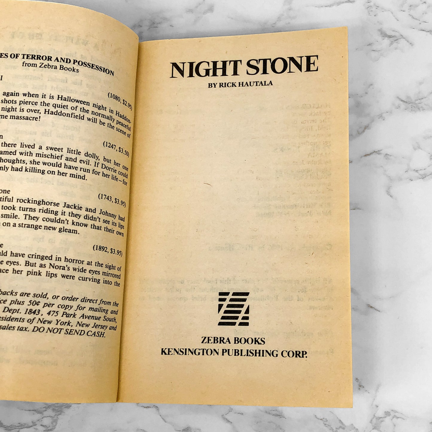 Night Stone by Rick Hautala [FIRST EDITION • FIRST PRINTING] 1986 • Zebra Horror