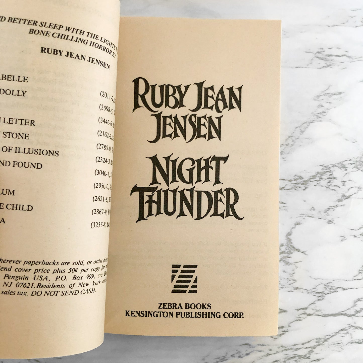 Night Thunder by Ruby Jean Jensen [FIRST EDITION • FIRST PRINTING] 1995 • Zebra Horror