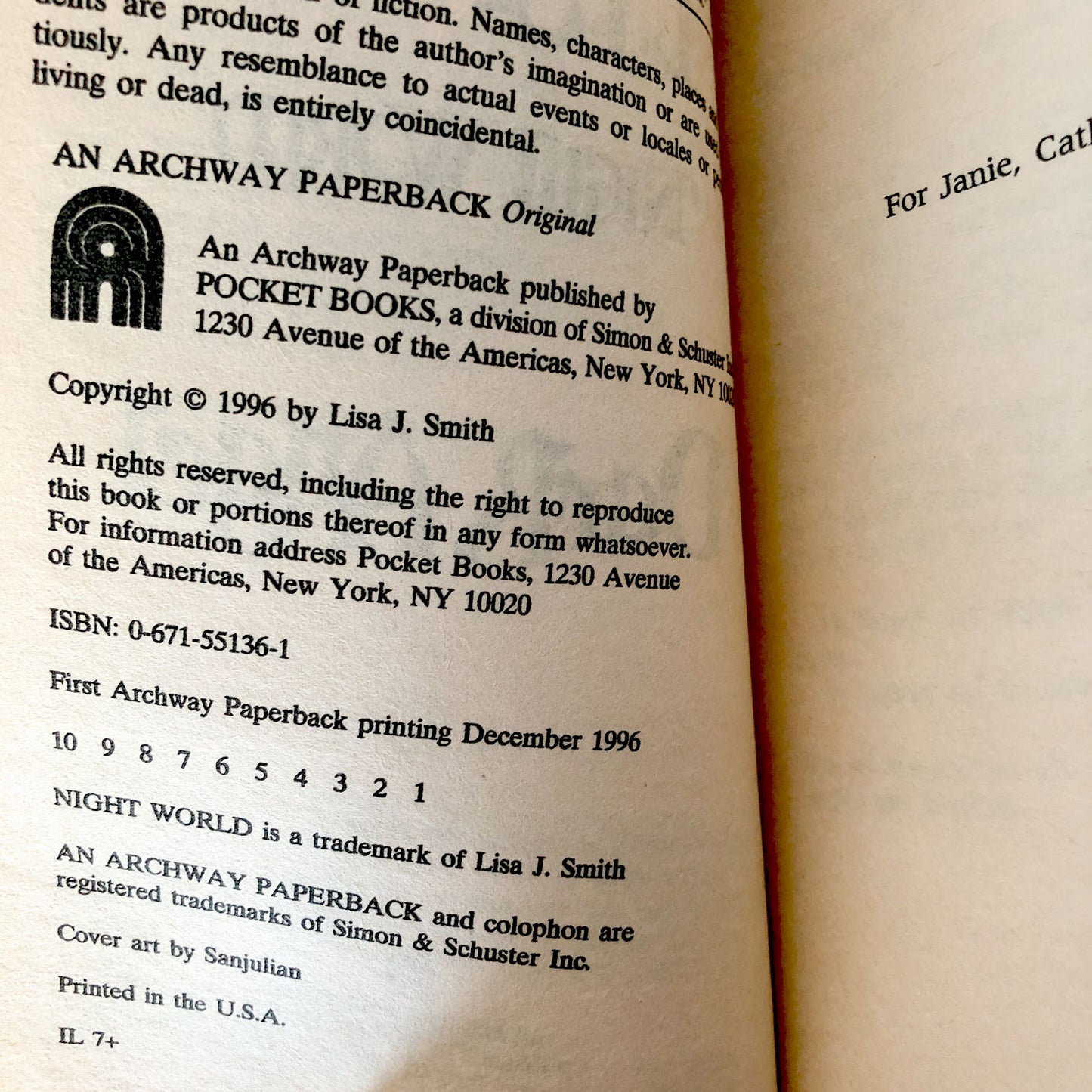 Night World: Dark Angel by L.J. Smith [FIRST EDITION / 1996]