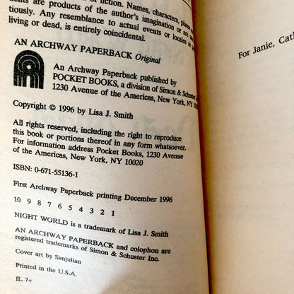 Night World: Dark Angel by L.J. Smith [FIRST EDITION / 1996]